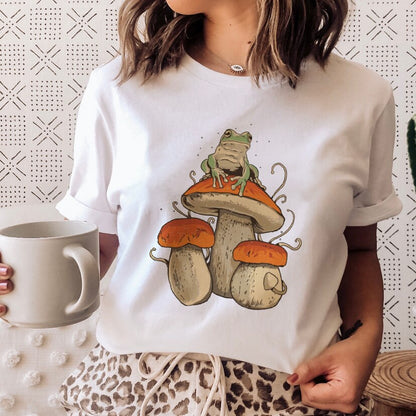 DressBetty - Ladies Mushroon Frog Tshirt Fashion Cartoon Animal Lady Print Tee