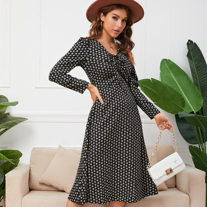 DressBetty - Chic Drawstring Floral Dress