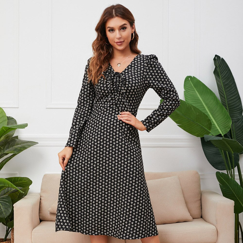 DressBetty - Chic Drawstring Floral Dress