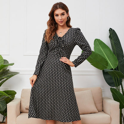 DressBetty - Chic Drawstring Floral Dress