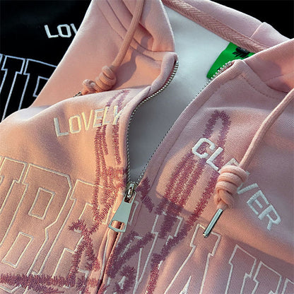 DressBetty - Retro Letter Embroidery Hoodie
