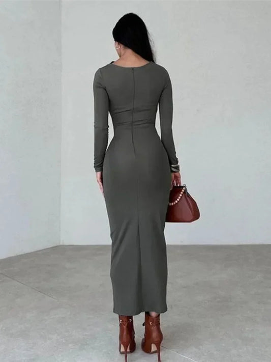 DressBetty - 2024 Streetwear Spring Office Lady Solid Tunics Bodycon Party Maxi Dress