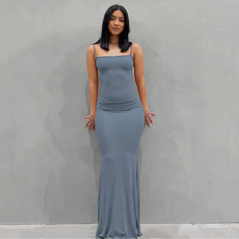 DressBetty - 2024 Summer Spaghetti Strap Black Skims Sleeveless Maxi Dress