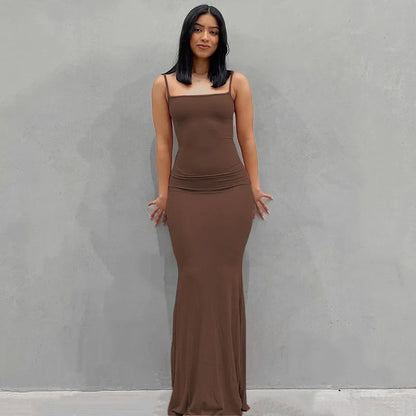 DressBetty - 2024 Summer Spaghetti Strap Black Skims Sleeveless Maxi Dress