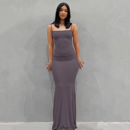 DressBetty - 2024 Summer Spaghetti Strap Black Skims Sleeveless Maxi Dress