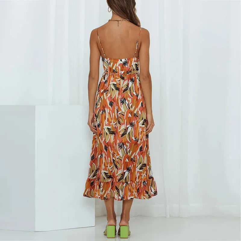 DressBetty - 2024 Summer Fashion Elegant V-Neck Backless Sling Boho Dress