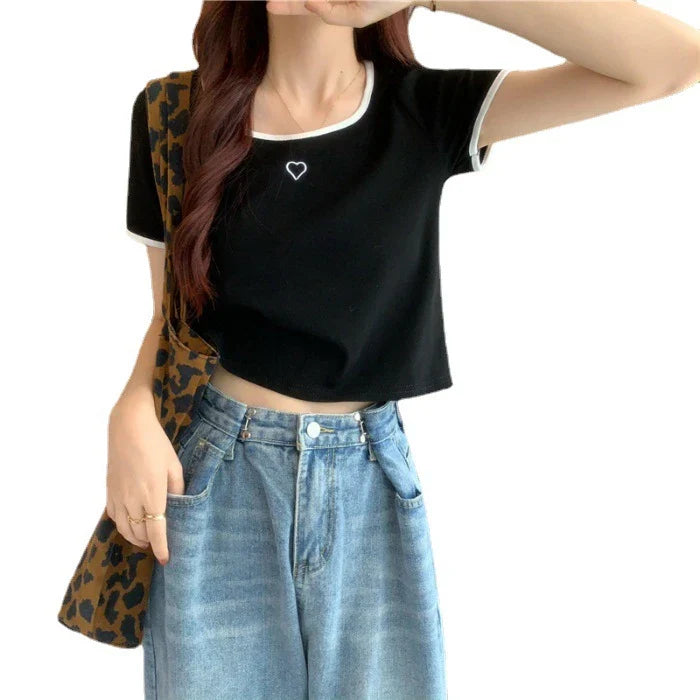 DressBetty - 2024 Streetwear Loose Short Sleeve Tee for Females