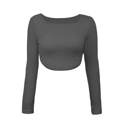 DressBetty - Long Sleeve Square Neck Knitted Crop Top Women Y2k Sexy T Shirts