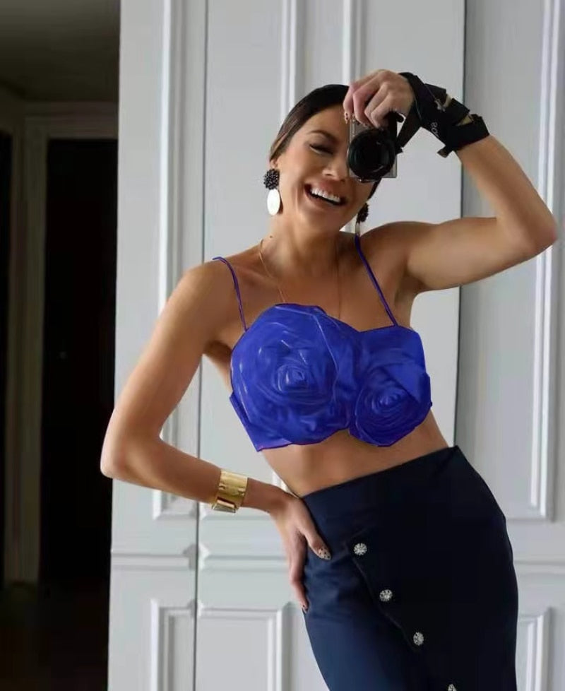 DressBetty - Spaghetti Strap Chic Camis Tank Lady Side Zipper Short Sling Crop Tops