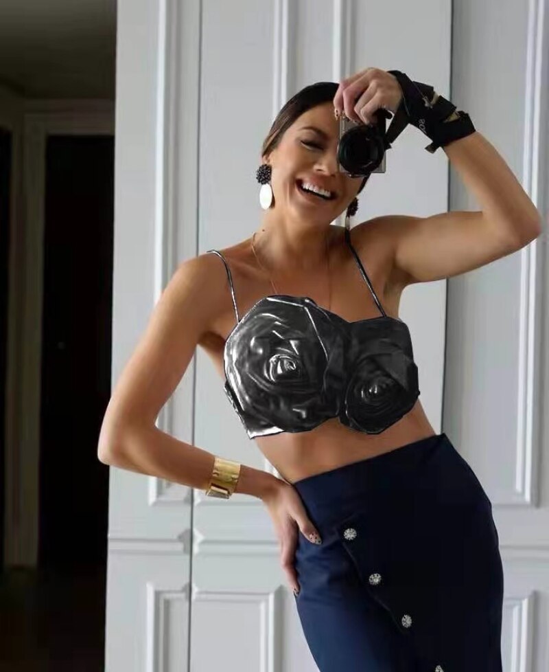 DressBetty - Spaghetti Strap Chic Camis Tank Lady Side Zipper Short Sling Crop Tops