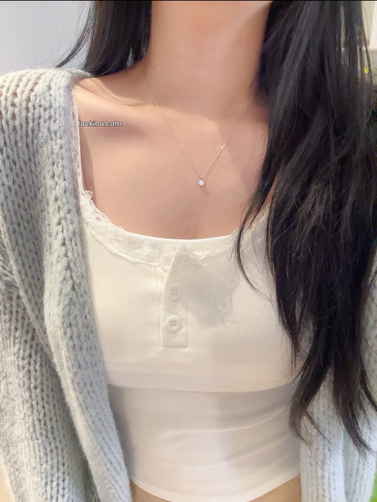 925 Silver Dainty Solitaire Necklace