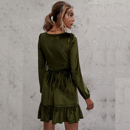 DressBetty - Bubble Sleeve Velvet Dress