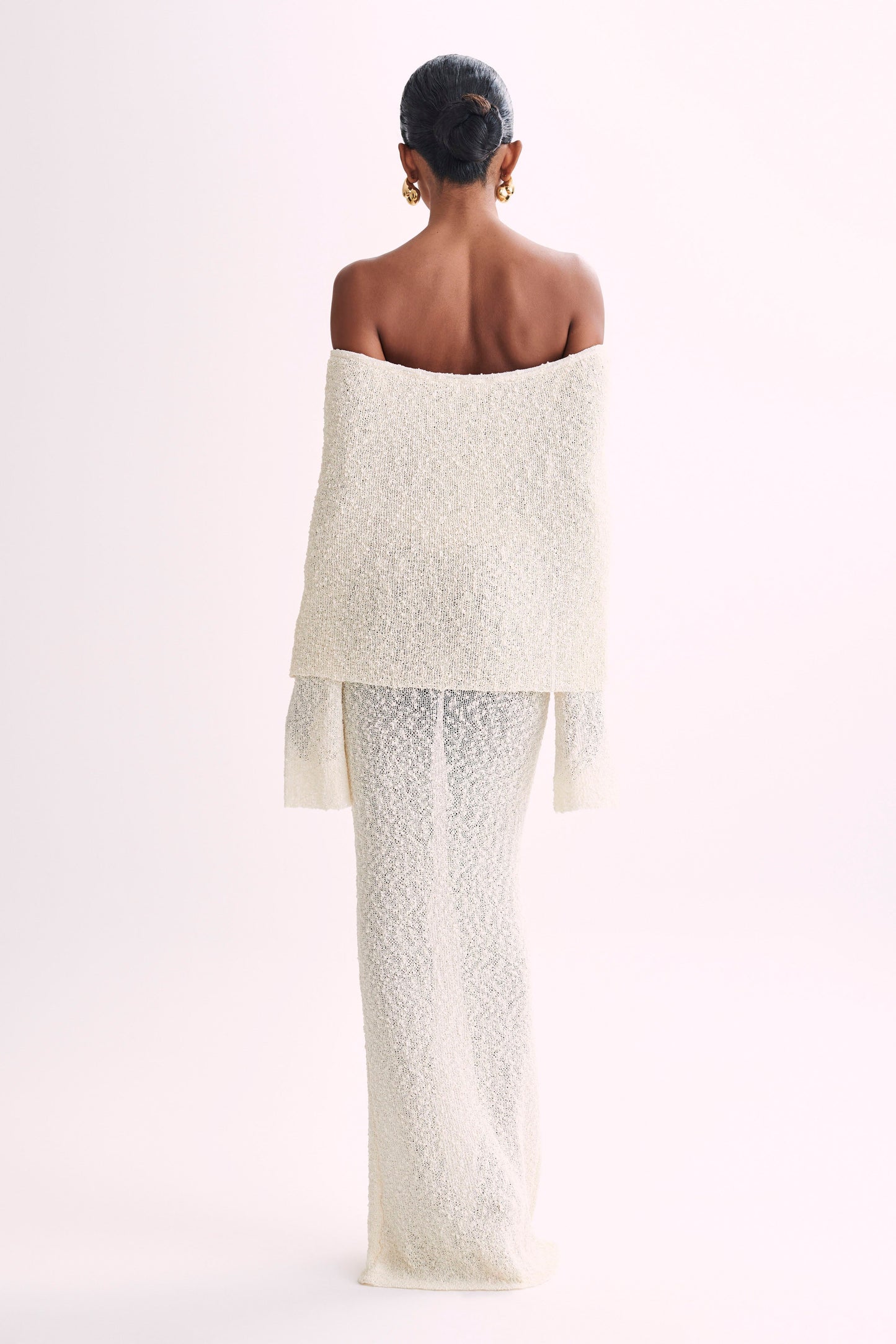 Isobella Off Shoulder Boucle Maxi Dress