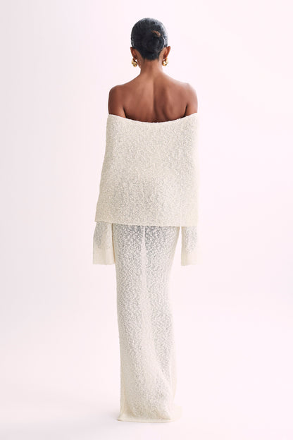 Isobella Off Shoulder Boucle Maxi Dress