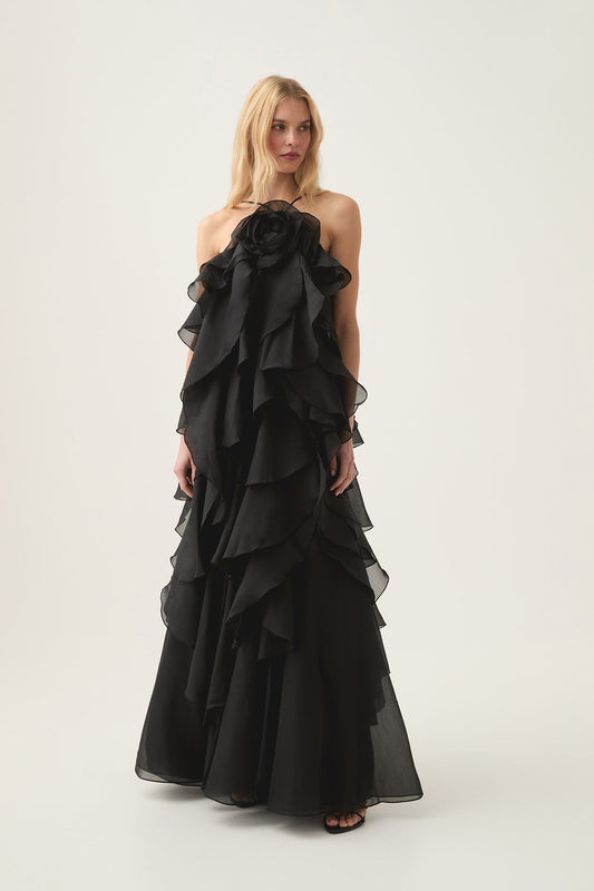 Estelle - Ruffle Halter Maxi Dress
