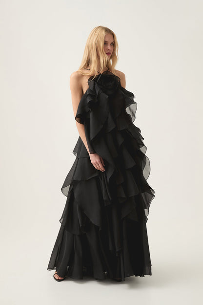 Estelle - Ruffle Halter Maxi Dress
