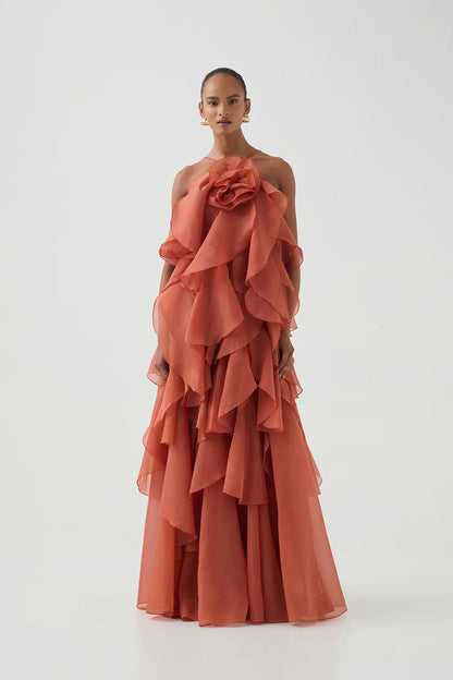 Estelle - Ruffle Halter Maxi Dress