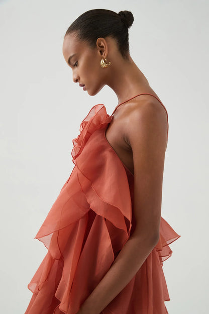 Estelle - Ruffle Halter Maxi Dress