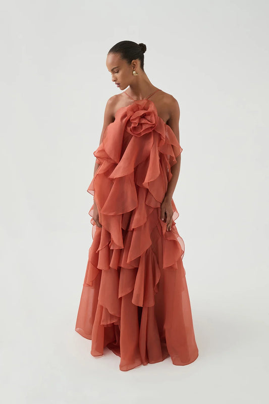 Estelle - Ruffle Halter Maxi Dress