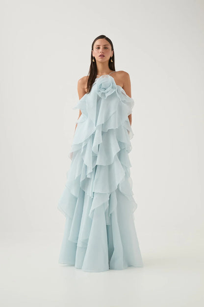 Estelle - Ruffle Halter Maxi Dress