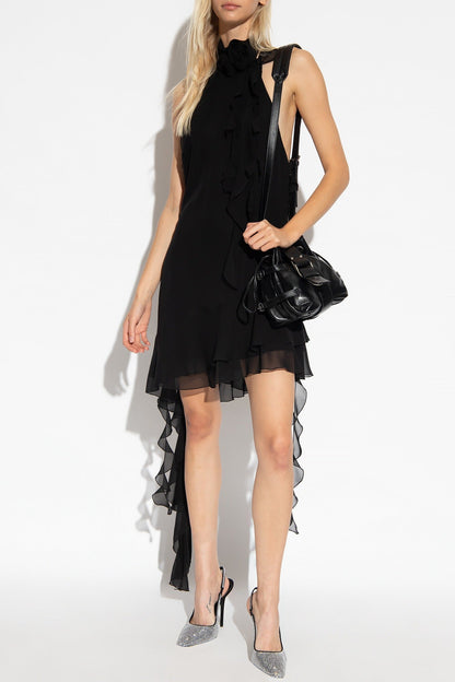 Lennoa Ruffled Halter Mini Dress - Black