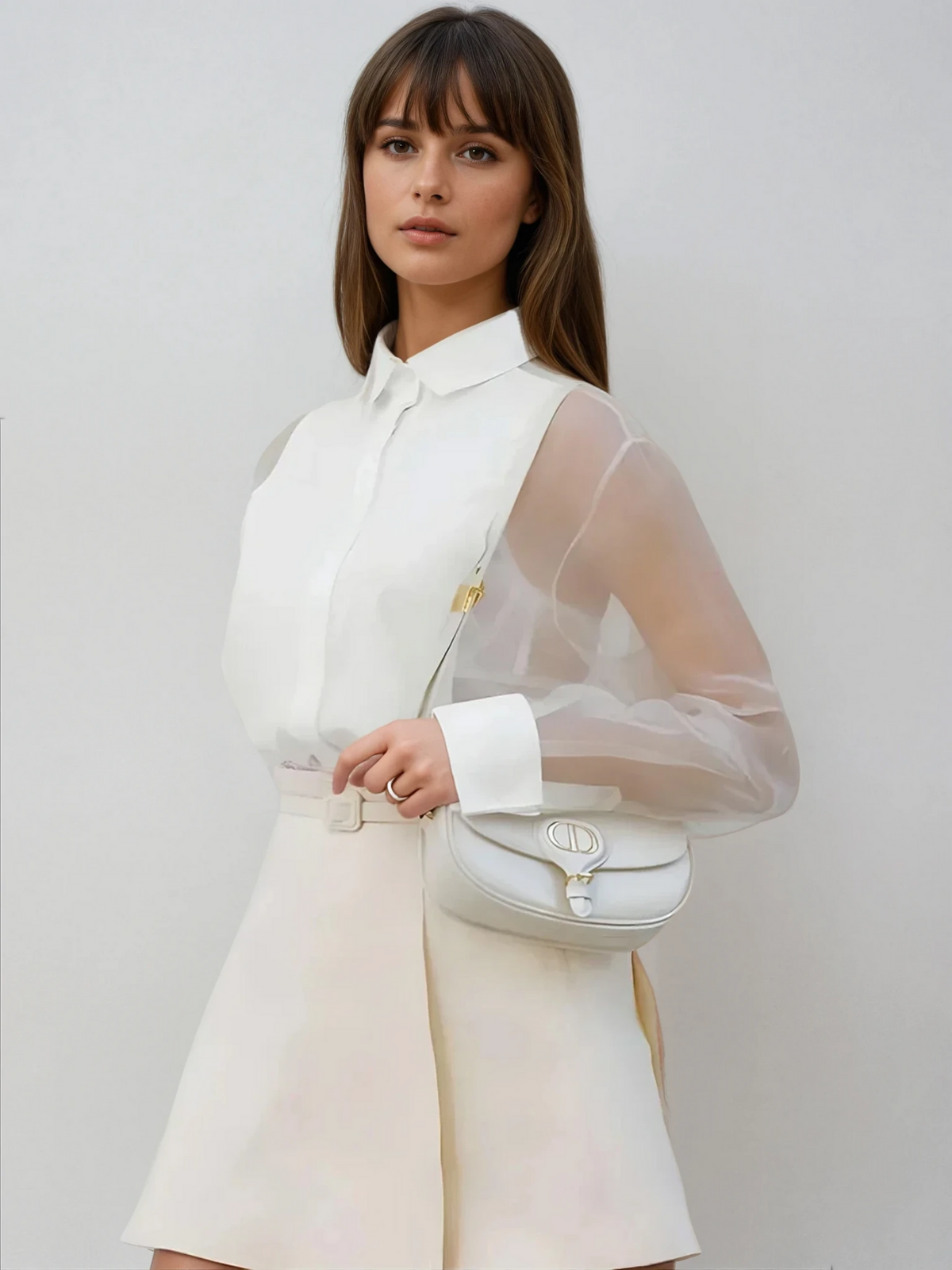 Puff Sleeve Lapel Organza Transparent Top