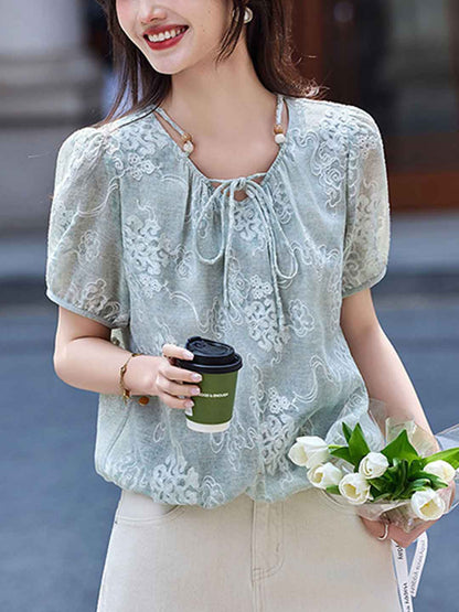 Sophie Loose Crew Neck Embroidered Top