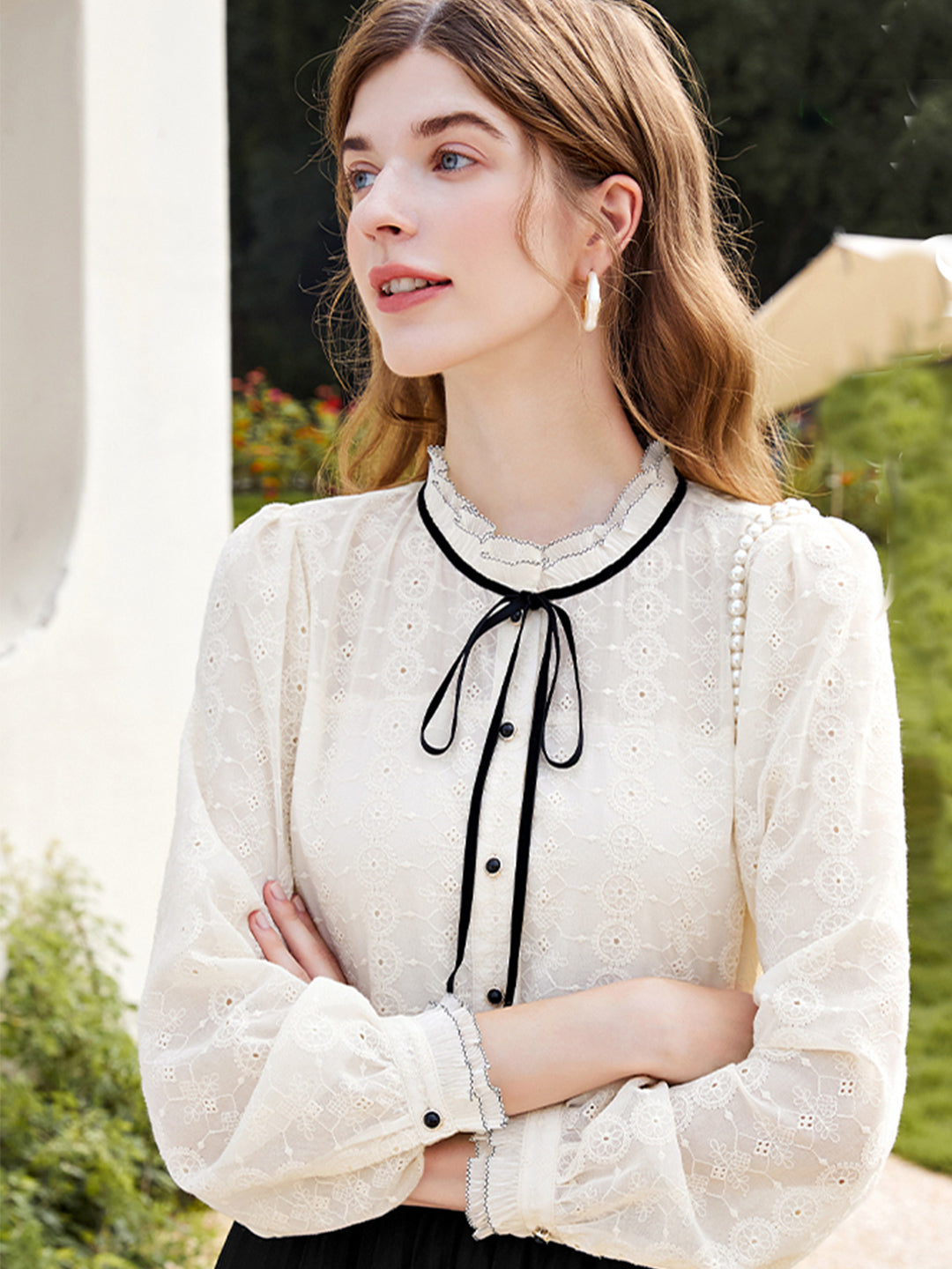 Emma Retro Embroidered  Lace Shirt