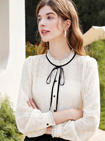 Emma Retro Embroidered  Lace Shirt