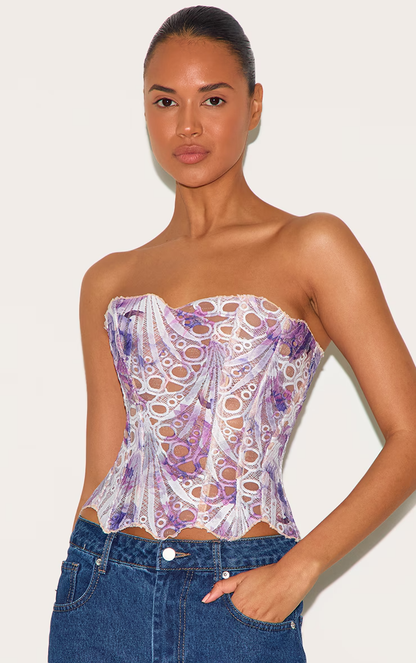 Macy | Lace Tie Corset Top