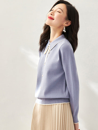 Emma French Style Doll Collar Knitted Sweater-Beige