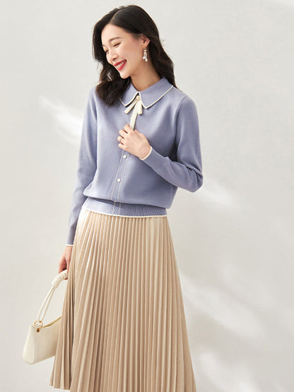 Emma French Style Doll Collar Knitted Sweater-Beige