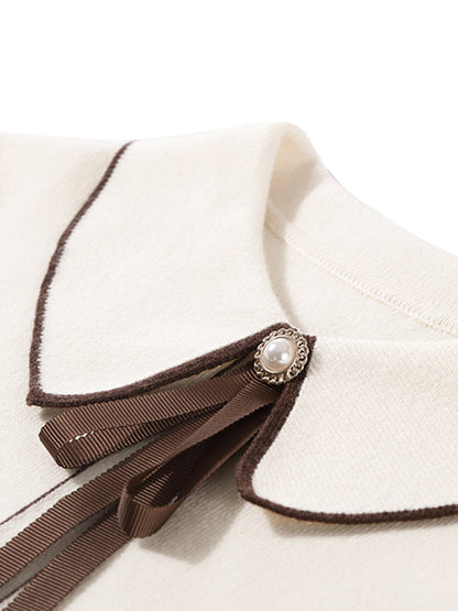 Emma French Style Doll Collar Knitted Sweater-Beige
