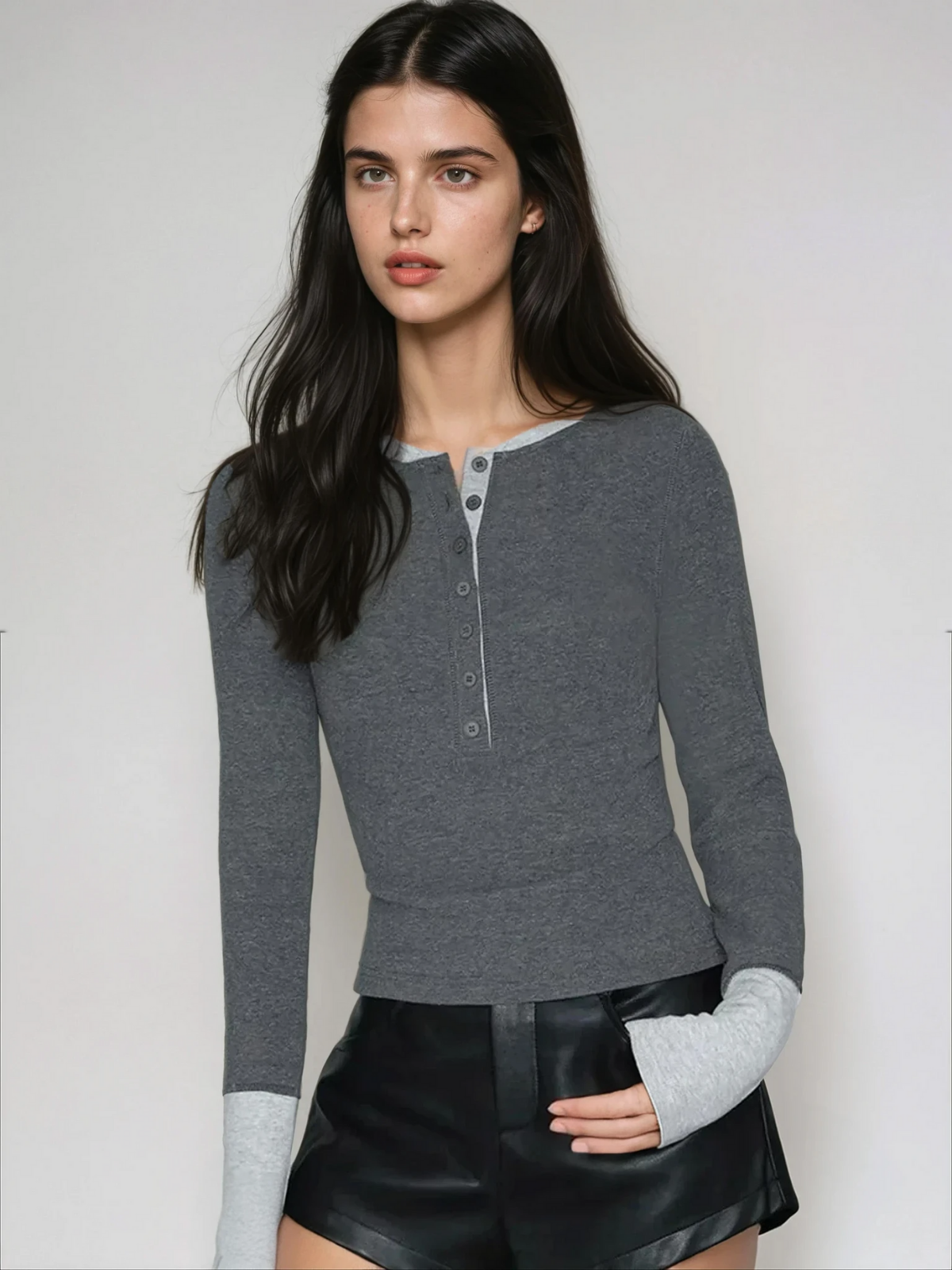 Modern Classic Contrast Cuff Henley