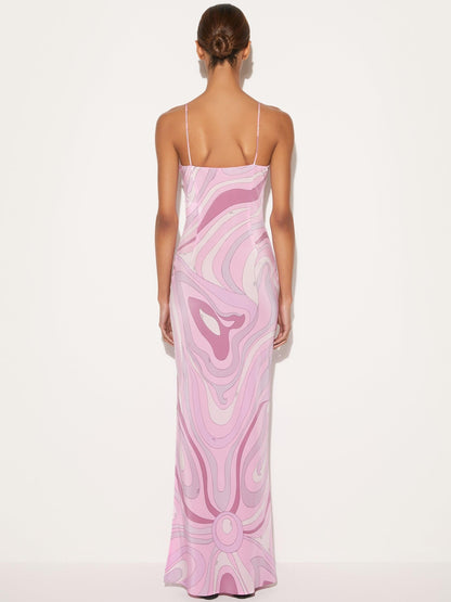 Marmo Printed Satin Maxi Dress