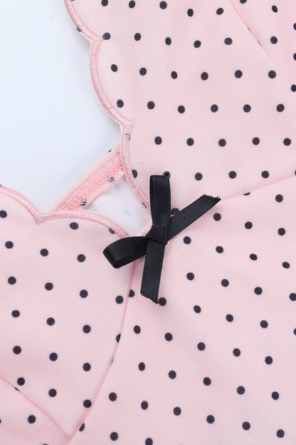 Polka Dot V-Neck Butterfly A-Line Mini Dress