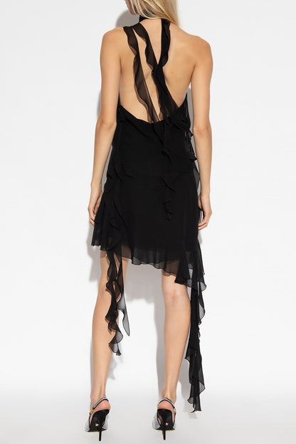 Lennoa Ruffled Halter Mini Dress - Black