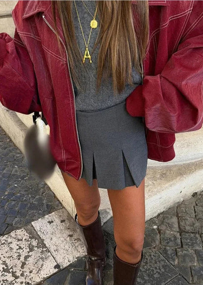 Oversized Red Zipper Jacket