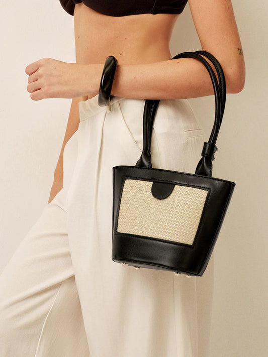 Duo-Tone Woven Panel Tote Bag