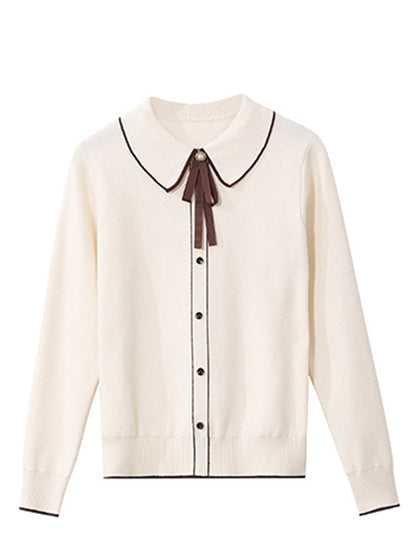 Emma French Style Doll Collar Knitted Sweater-Beige