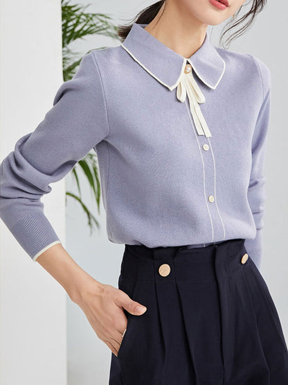 Emma French Style Doll Collar Knitted Sweater-Beige