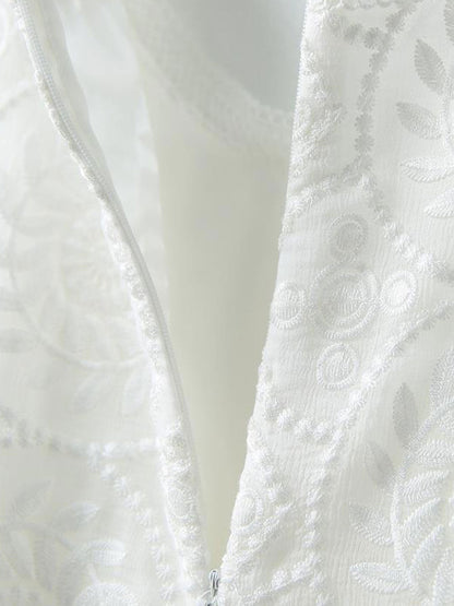 Sophie Elegant Crew Neck Embroidered Top