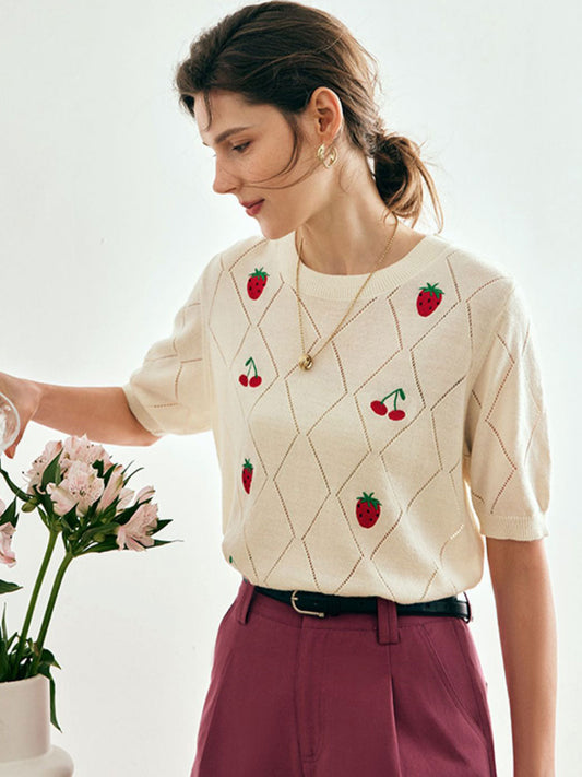 Claire Elegant Printed Silk Knitted Top