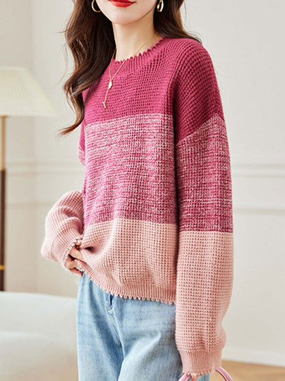 Rachel Loose Crew Neck Ombre Knitted Sweater