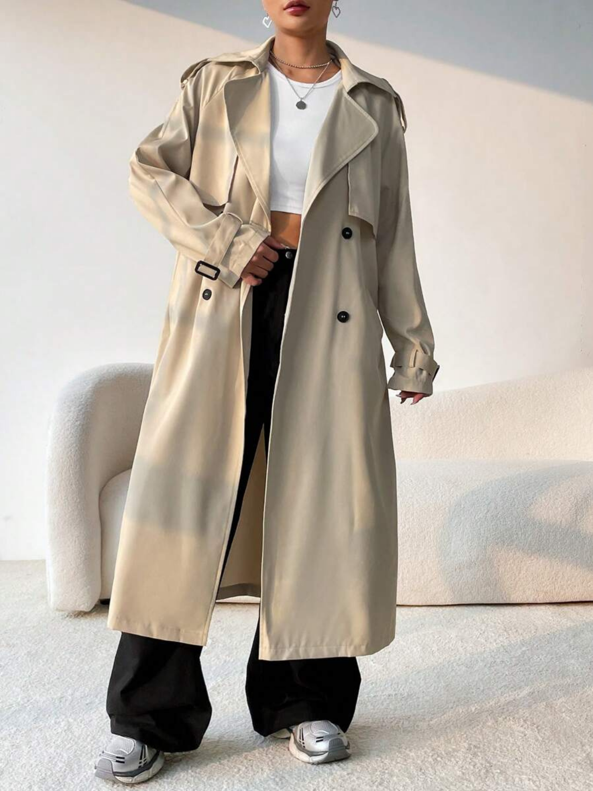 Elegant Relaxed Fit Trench Coat