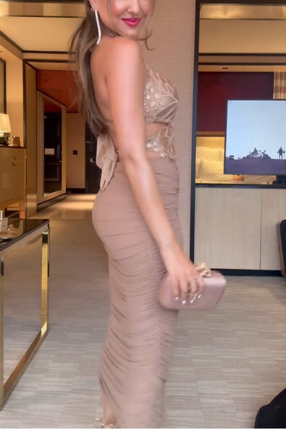 Desert Bloom Mesh Ruched Skirt Set