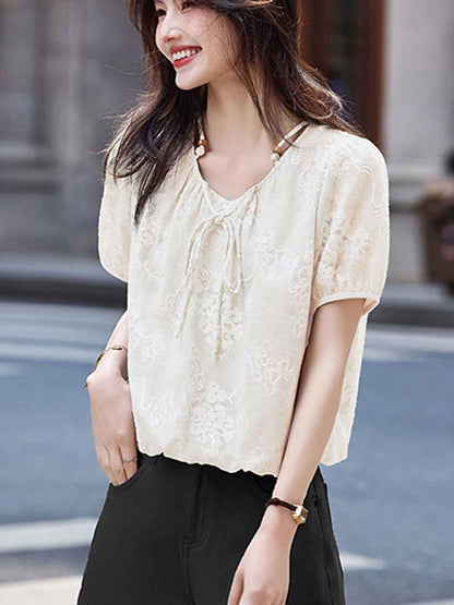 Sophie Loose Crew Neck Embroidered Top