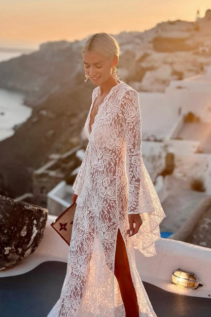 Lace Bell Sleeve Maxi Dress