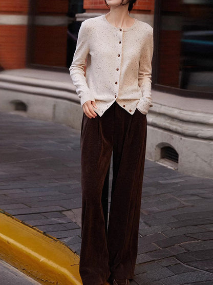 Natalie Classic Crew Neck Solid Color Knitted Cardigan