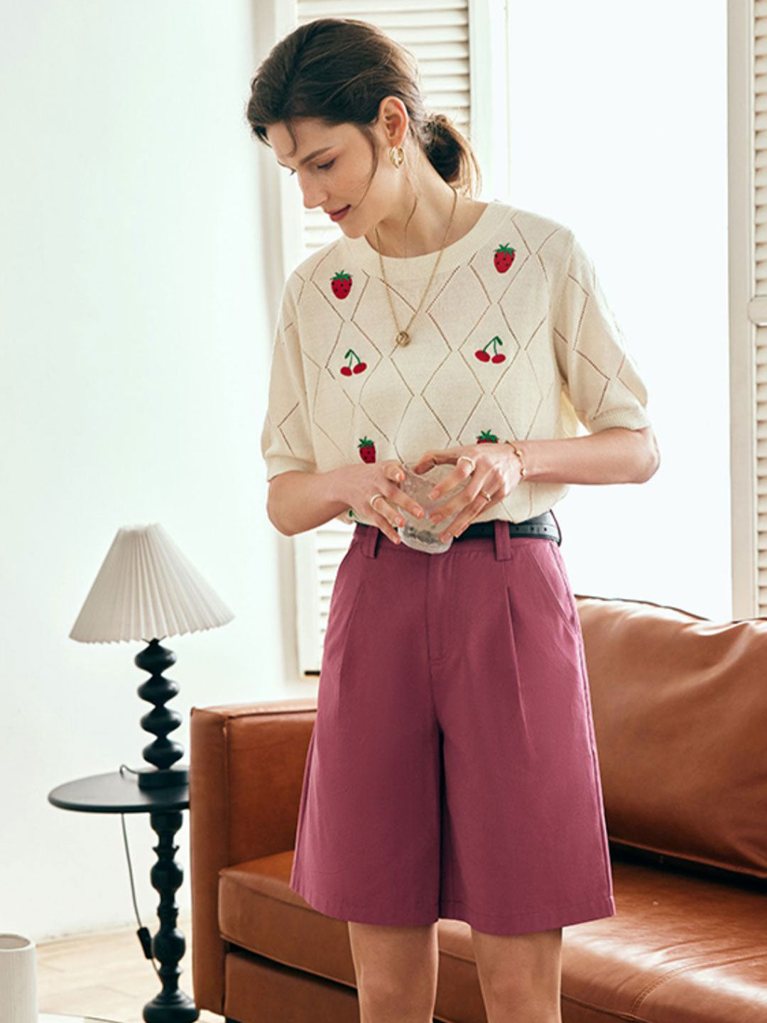 Claire Elegant Printed Silk Knitted Top